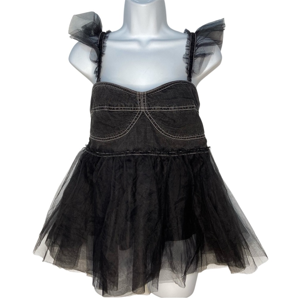 Pilcro Anthropologie Tulle Babydoll Top